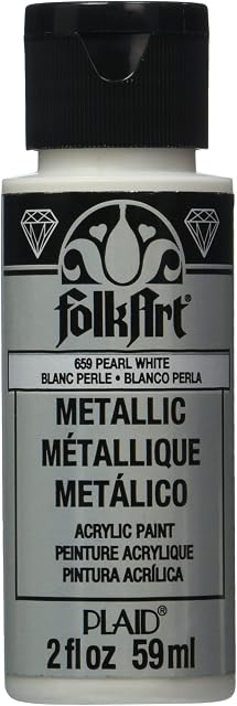 Folk Art K659 Metallic Acrylic Paint in Assorted Colors (2 oz), 6102, 2 Ounce Pearled white