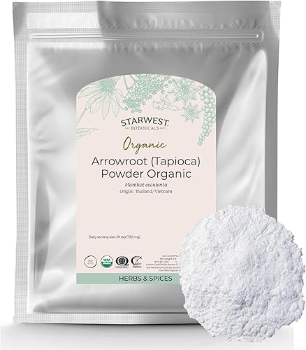 Polvo orgánico de arrurruz, manihot esculenta, 1 libra (Starwest Botanicals), 1, 1