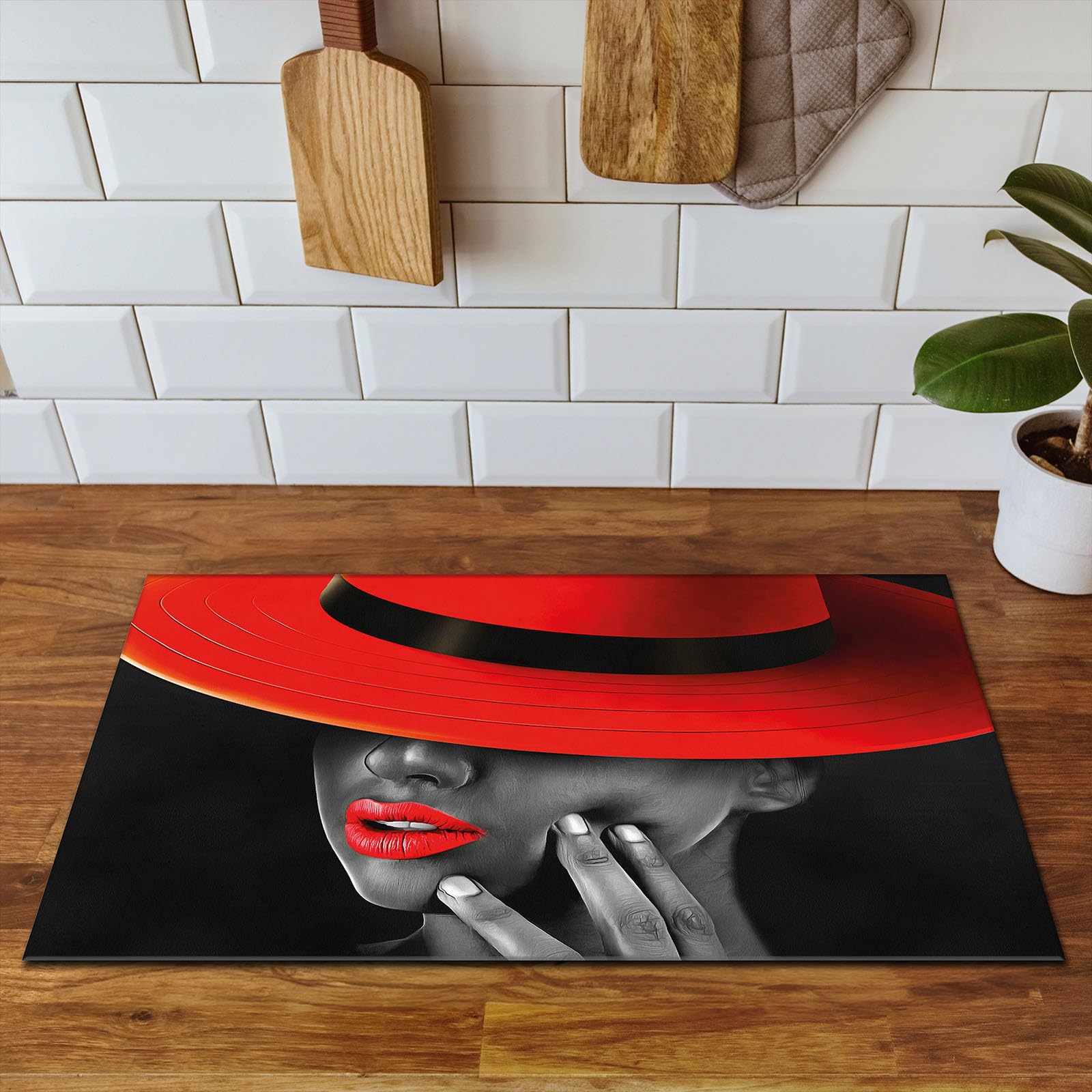 Tapa para placa de induccion - Placa protectora vitroceramica 80x52 cm - rojo - negro - mujer