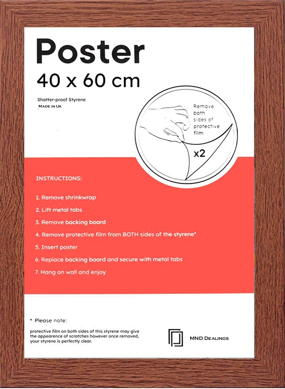 Mnd Dealings Walnut Large Modern 40X 60 Cm Poster Frames Eton Wood Perfect For Wall Gallery, Living Room & For Wall Hanging Mount Poster Picture With Styrene Shatterproof Perspex Sheets