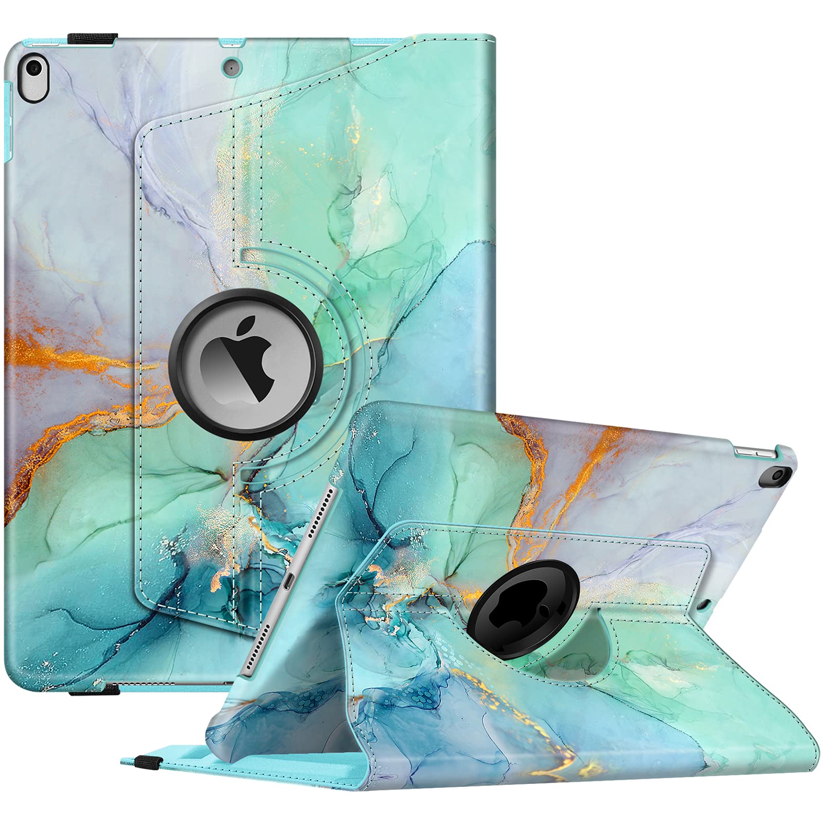 Fintie iPad Air Case (3rd Generation) 10.5 Inch 2019,iPad Pro 10.5 Inch 2017 Case with Built-in Pencil Holder Protective Cover Auto Sleep/Wake (Emerald Marble)