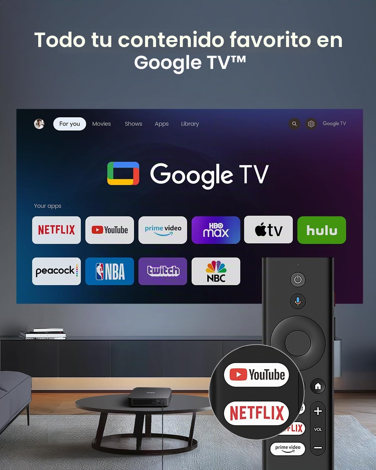 Dangbei Atom Mini Proyector, 1200 Lúmenes ISO, 3D Ready, Netflix Oficial, 1080p HD con Entrada 4K HDR, Pantalla de 180”, HDR10, Altavoces 2x5W Dolby Audio, Proyector con WiFi y Bluetooth