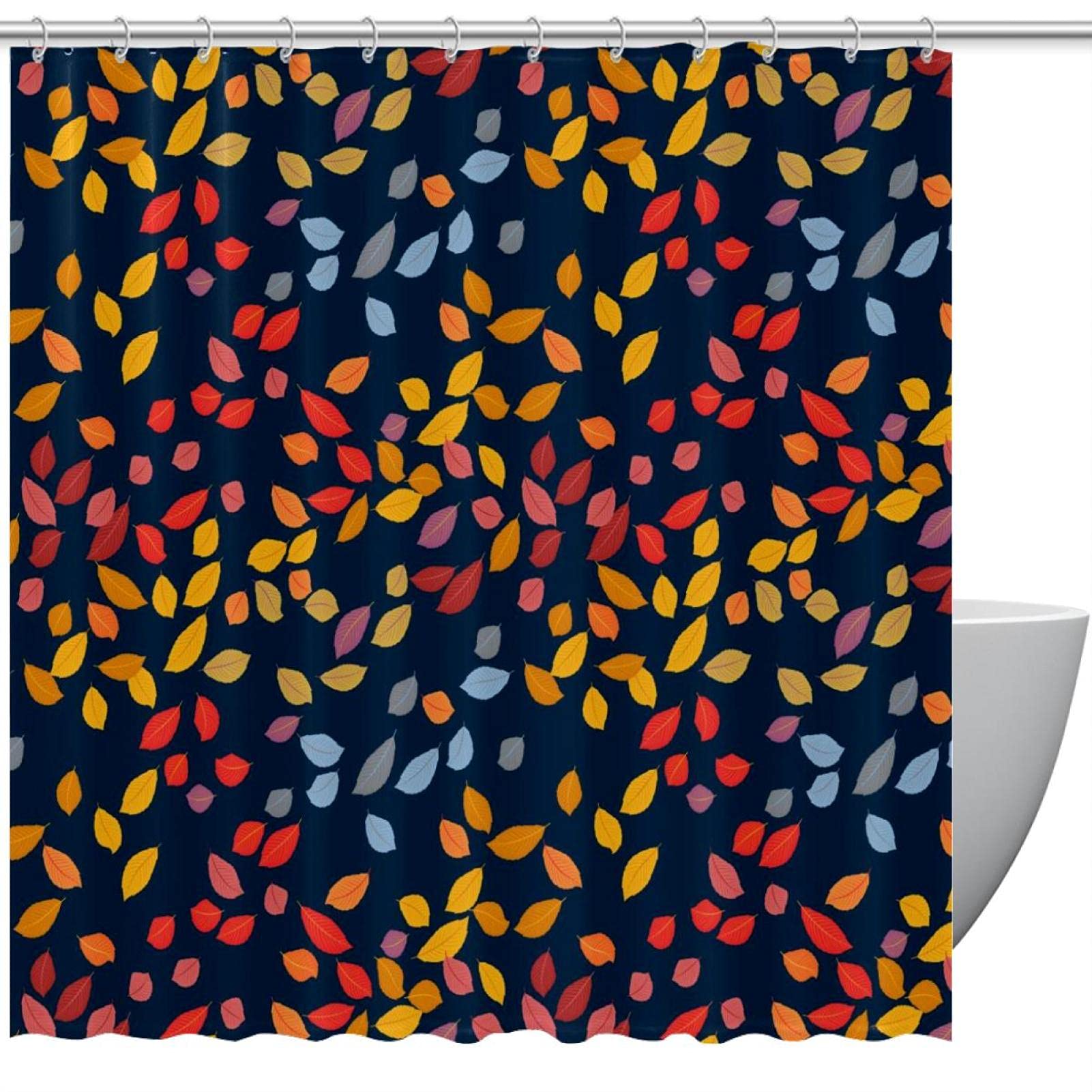 Rideau de douche feuilles d'arbre rouge et jaune pour salle de bain 183x183 cm