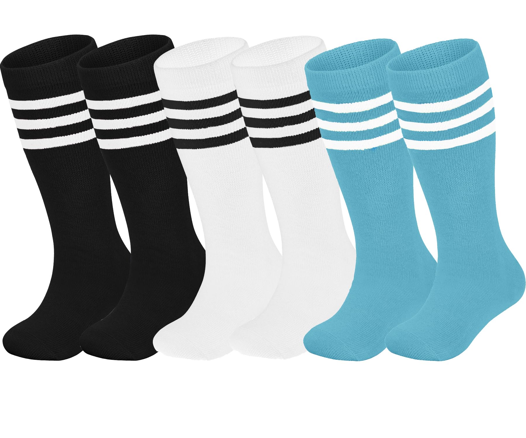 ENBAOHUI 3 Pairs Toddler Soccer Socks - Kids Boys Girls Knee Socks