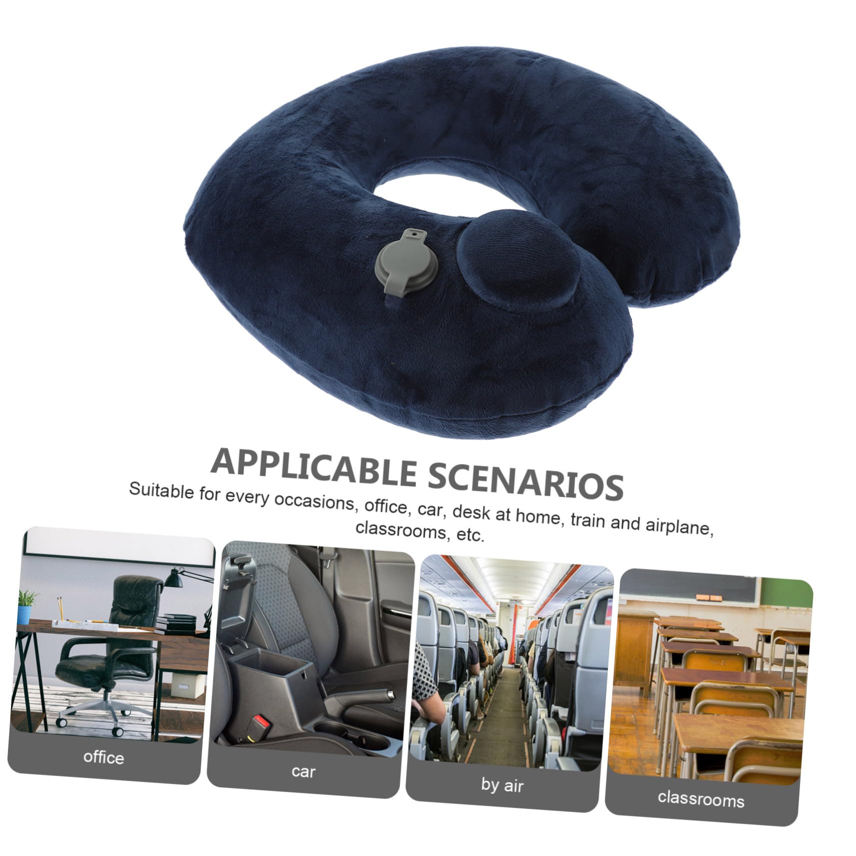 Zerodeko Almohada Flocada Cuello De Viaje Almohada De Viaje para El Cuello De Avión En Forma De u Cojín De e para El Cojín Inflable para El De Vuelo Blue