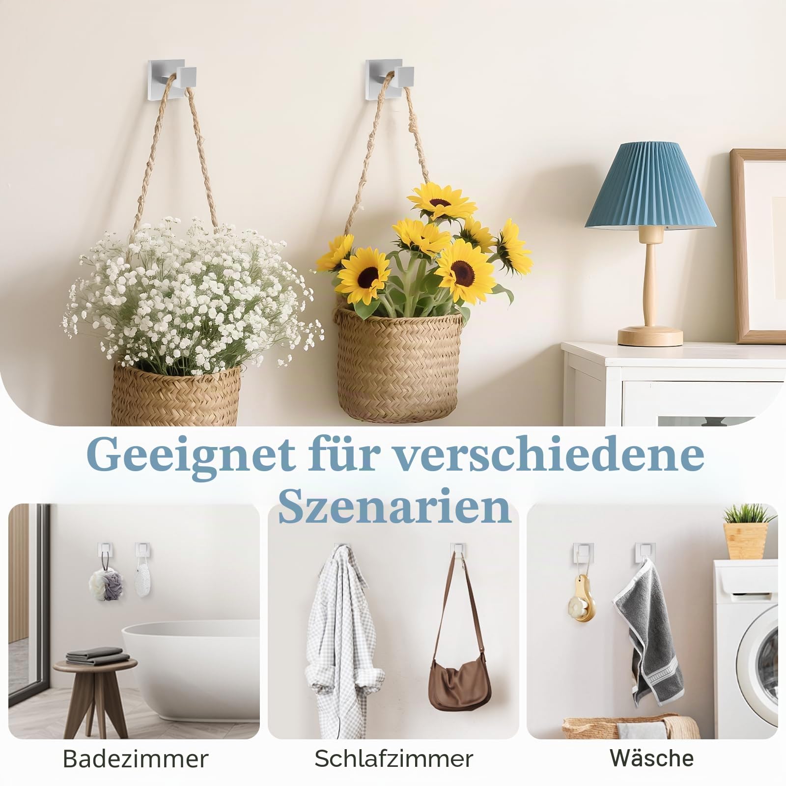 Turs 5-teiliges Badezimmer-Zubehörset, Handtuchstange, Haken, Toilettenpapierhalter, Handtuchring, zur Wandmontage (Gebürstetes Silber)