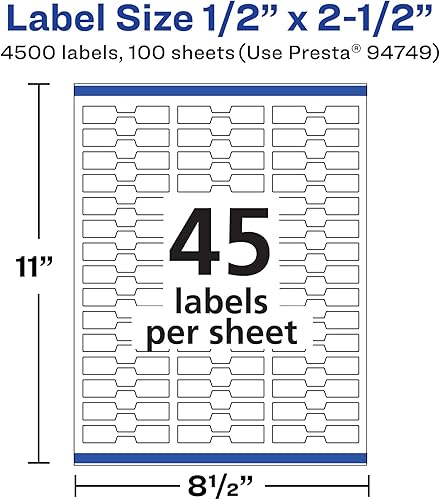 Miniatura 5 de Avery Etiquetas de barra impermeables duraderas, tecnología Sure Feed, 1/2" x 2-1/2", 4,500 en total, resistente al aceite y al desgarro,