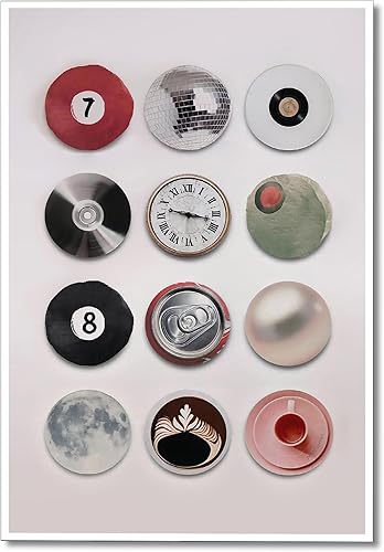 Lienzo decorativo de pared de bola de discoteca vintage, póster retro de 8 bolas de la suerte 7, grabación de música moderna, impresiones estéticas