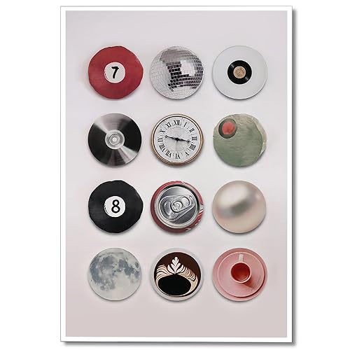 Colorful Vintage Disco Ball Canvas Wall Art, Retro 8 Lucky