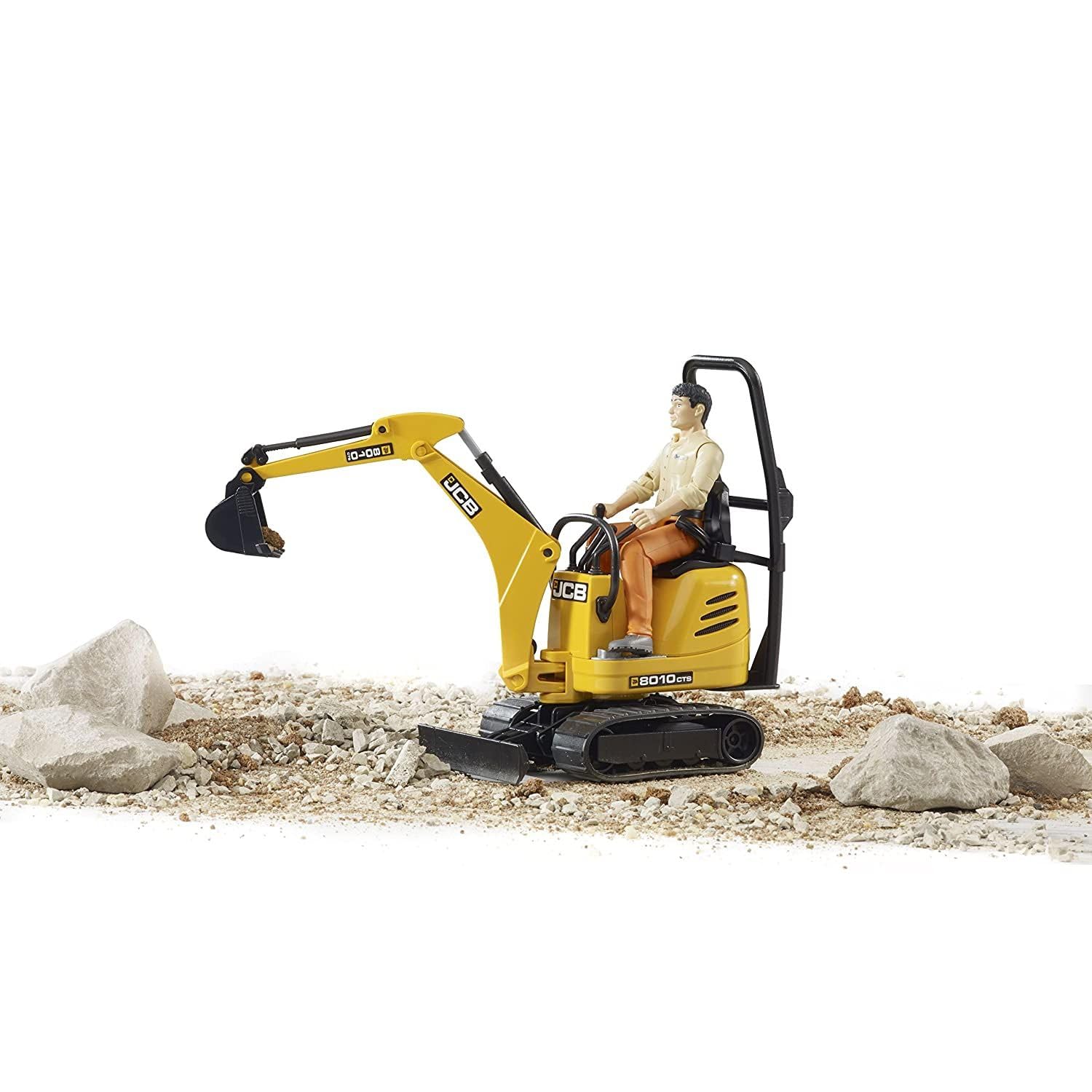 Image secondaire de Bruder 62002 - Micropelle JCB 8010 Cts avec Ouvrier du bâtiment - 1:16 - Véhicule de Chantier - Pelle à cuillère, Mini Pelle - T