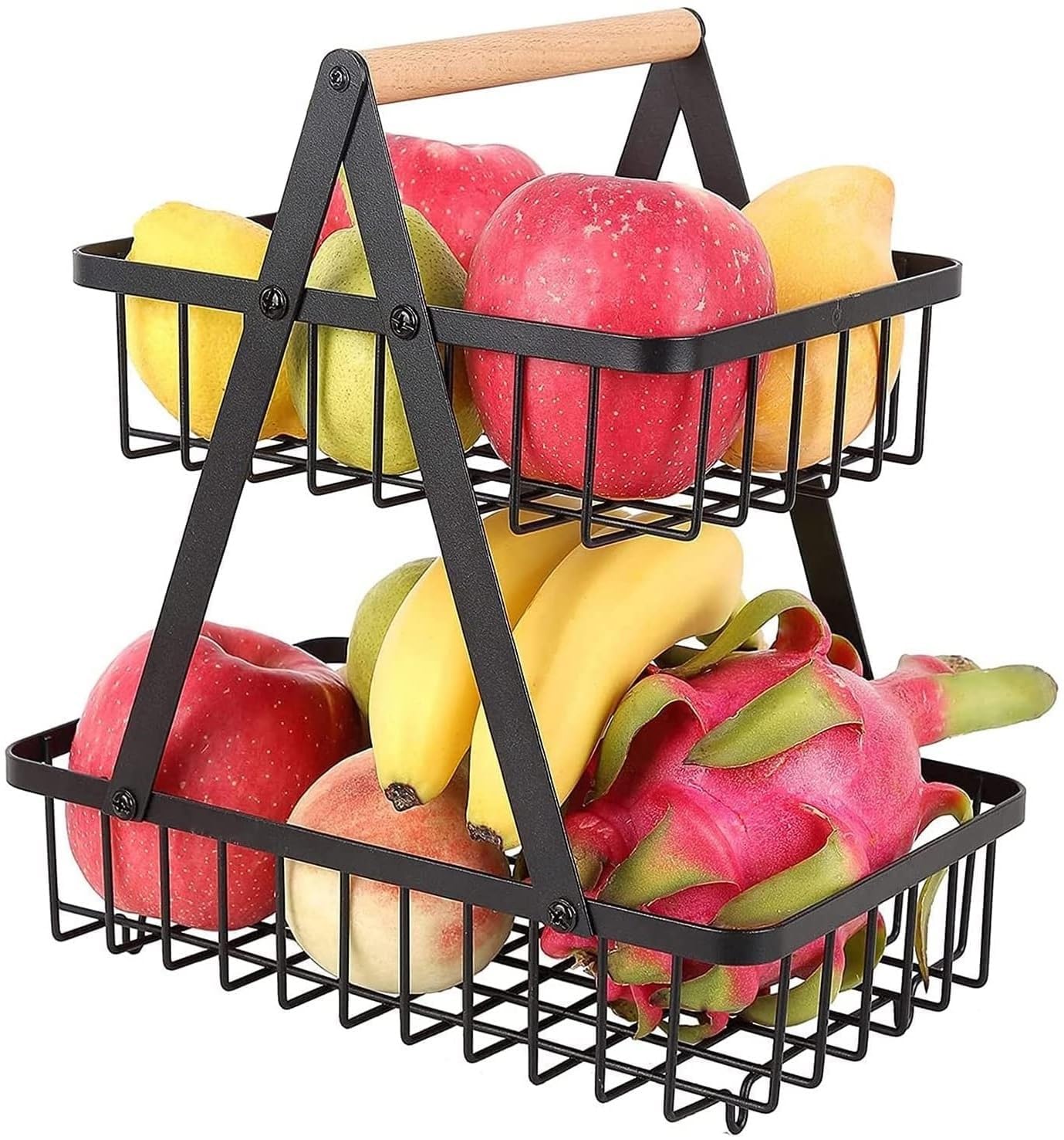 CROWNSHOP 2-Tier Fruit Basket,Fruit Bowl Holder Bread Basket Vegetable Rack