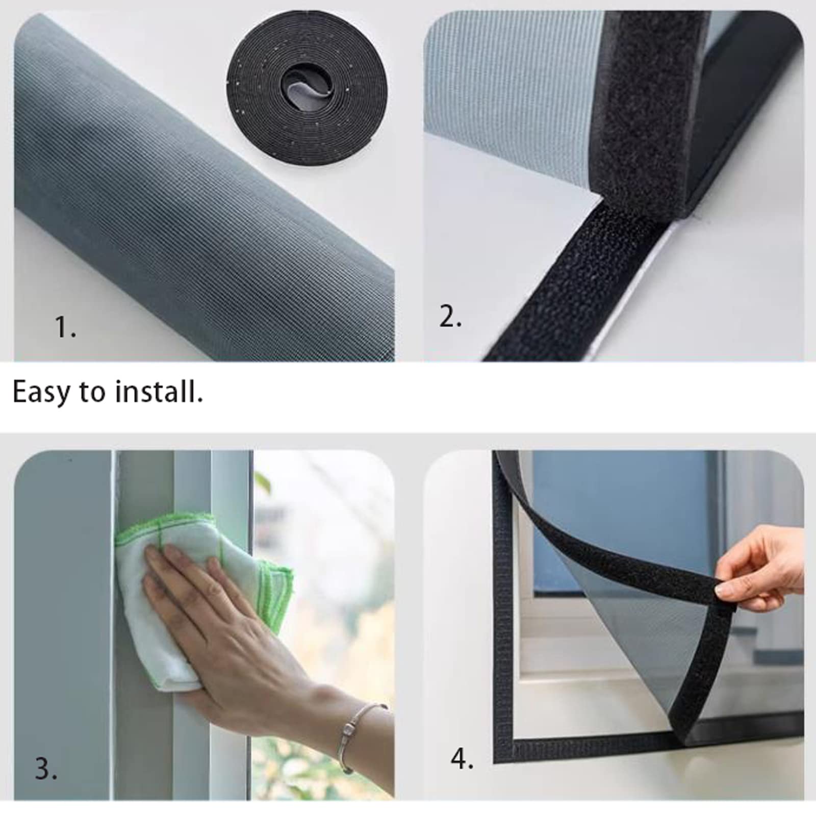 Insektenschutzgitter für Schlafzimmer & Balkon – Fliegengitter für Katzen und Haustiere, einfache Installation, Schwarz (80 x 210 cm)