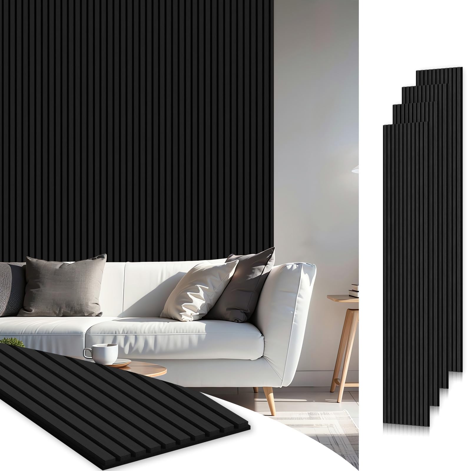 Snapklik.com : 4 Pack Acoustic Wood Wall Panels, 945"x 8" Each ...