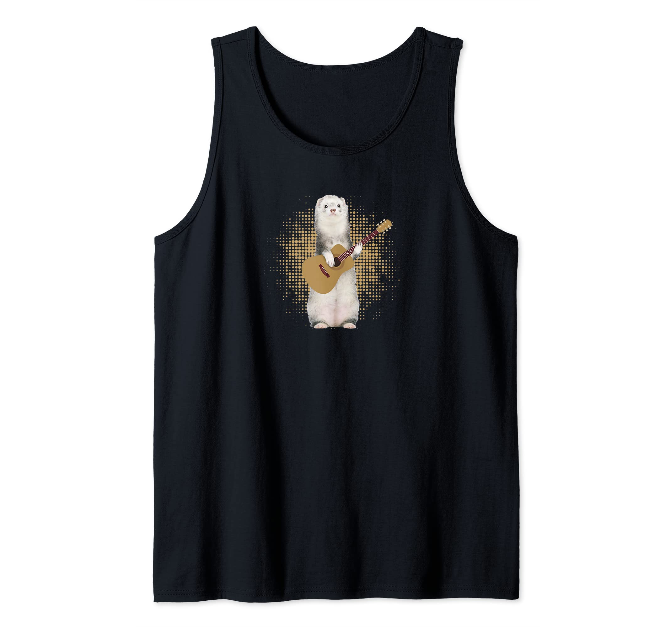 Ferret Playing Acoustic Guitar Musical Fans Band Animal Tank Top, Black
