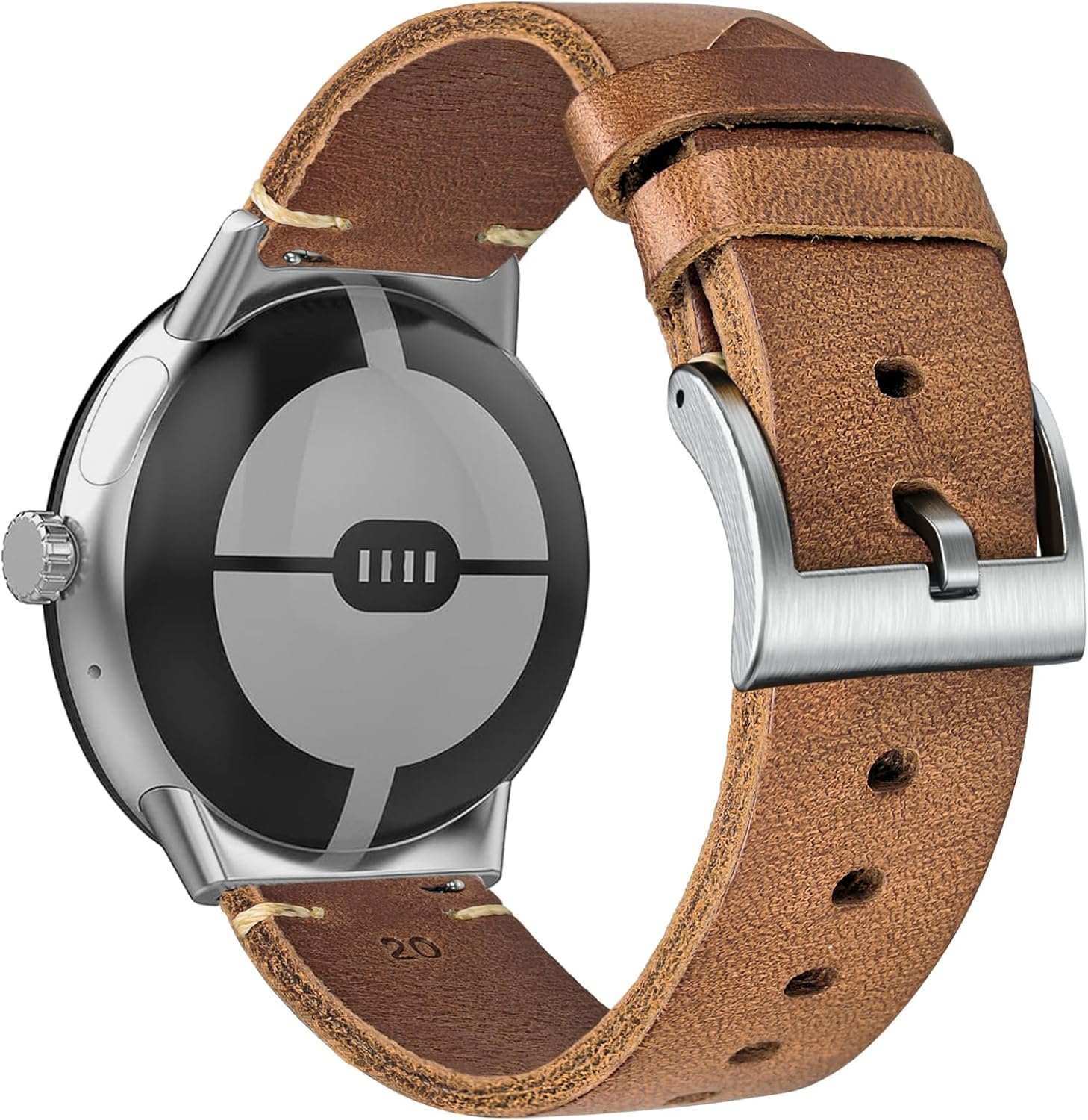 Soft Horween Leather Watch Band Compatible with Google Pixel /Pixel2 /Pixel 3 41mm/Pixel 3 45mm/Pixel 4 41mm/Pixel 4 45mm Watch,Replacement Strap for Pixel Smart Watch Bands