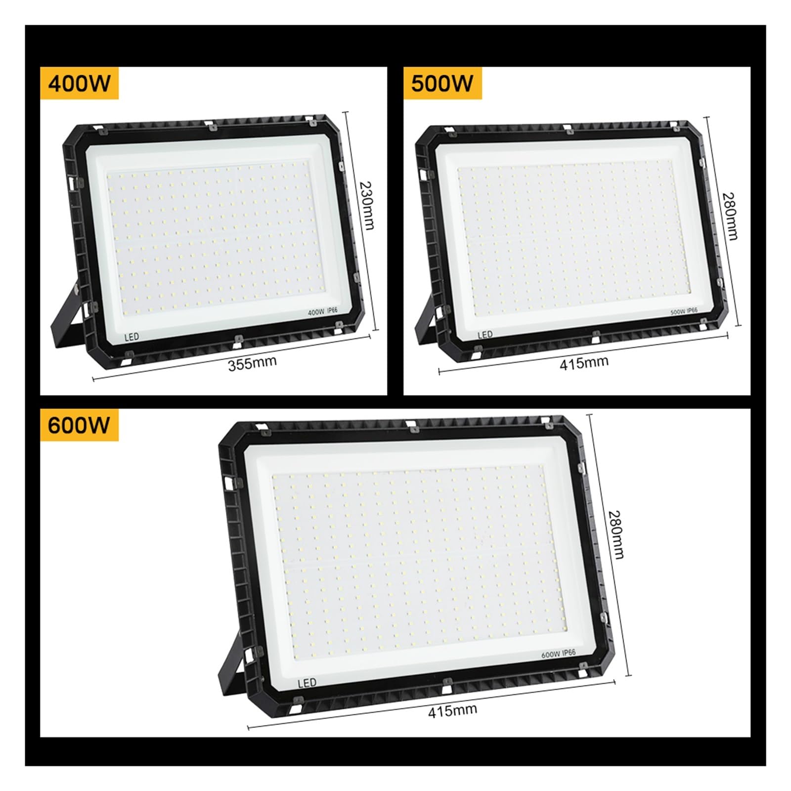 Naświetlacz LED, Or LED 200W 600W Reflektor Zewnętrzny Reflektor Budynek Zewnętrzne Oświetlenie Ścienne Wodoodporny Reflektor Do Kwadratowego Patio(200W)
