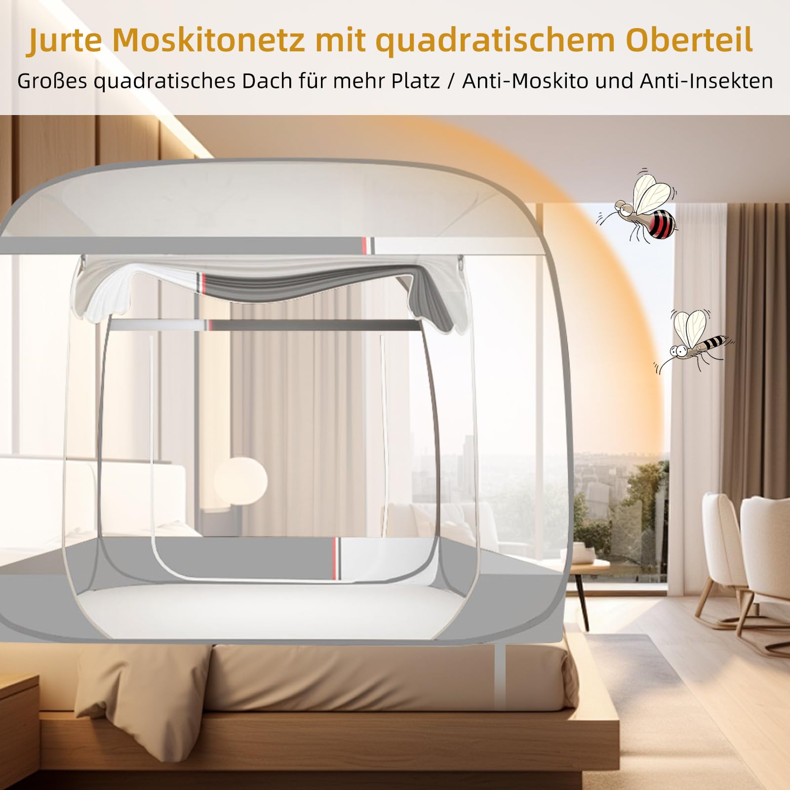 Rete pop-up per zanzare, baldacchino, pieghevole, tenda da letto, rete di grandi dimensioni anti zanzare, tenda da campeggio con fondo per pavimento del letto, campeggio, viaggi, facile da montare,