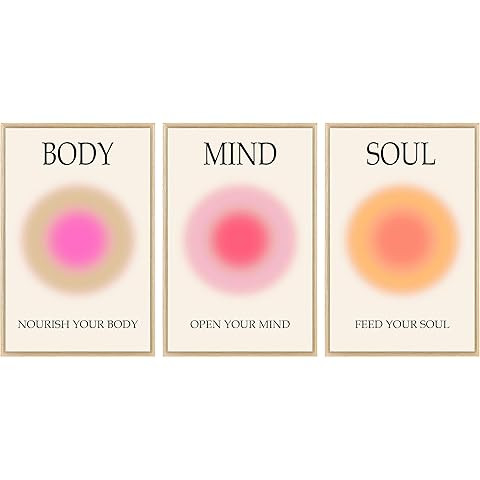 Mind Body Soul Print Positive Aura Posters For Room Aesthetic, Colorful Aura Poster Energy Wall Art Minimalist Print Aesthetic Wall Decor Posters for Bedroom Energy Spiritual 11x17 LAMINATED, No Frame