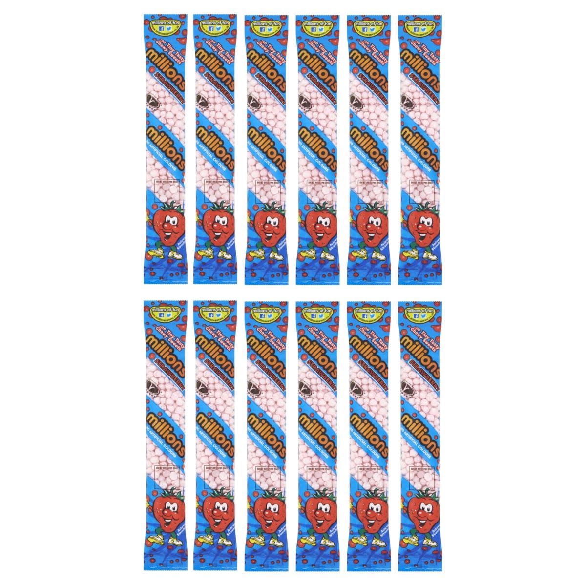 Millions Chewy Strawberry Sweets 12x55g Amazing juicy sweet (Pack of 12)