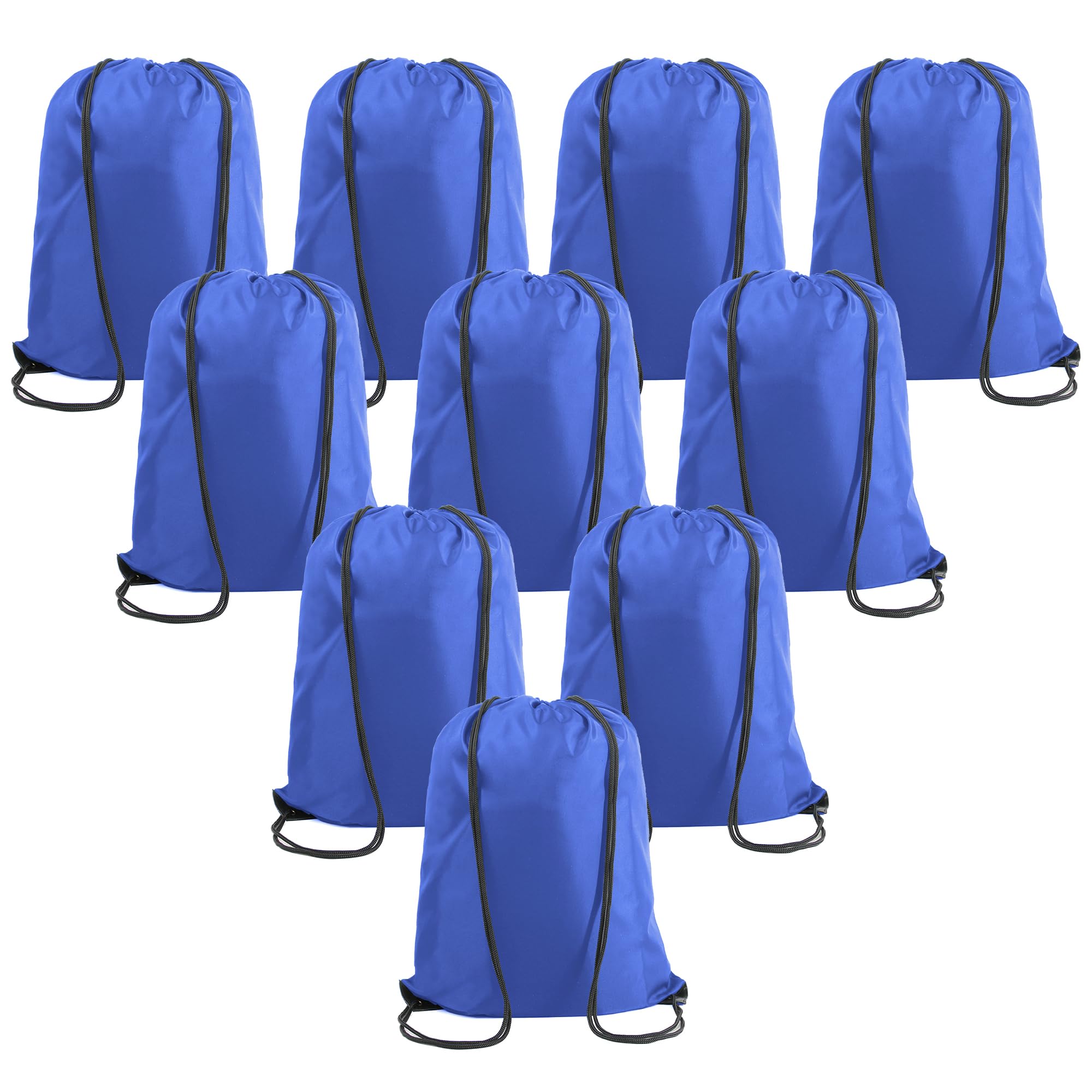 BeeGreenX-Large Drawstring Backpack Bags Royal Blue Bulk 10 Pack 22.4" L x 17.5" W Cinch Sack Gym Christmas String Bags Machine Washable Heavy Duty Sport Bags for Men Women