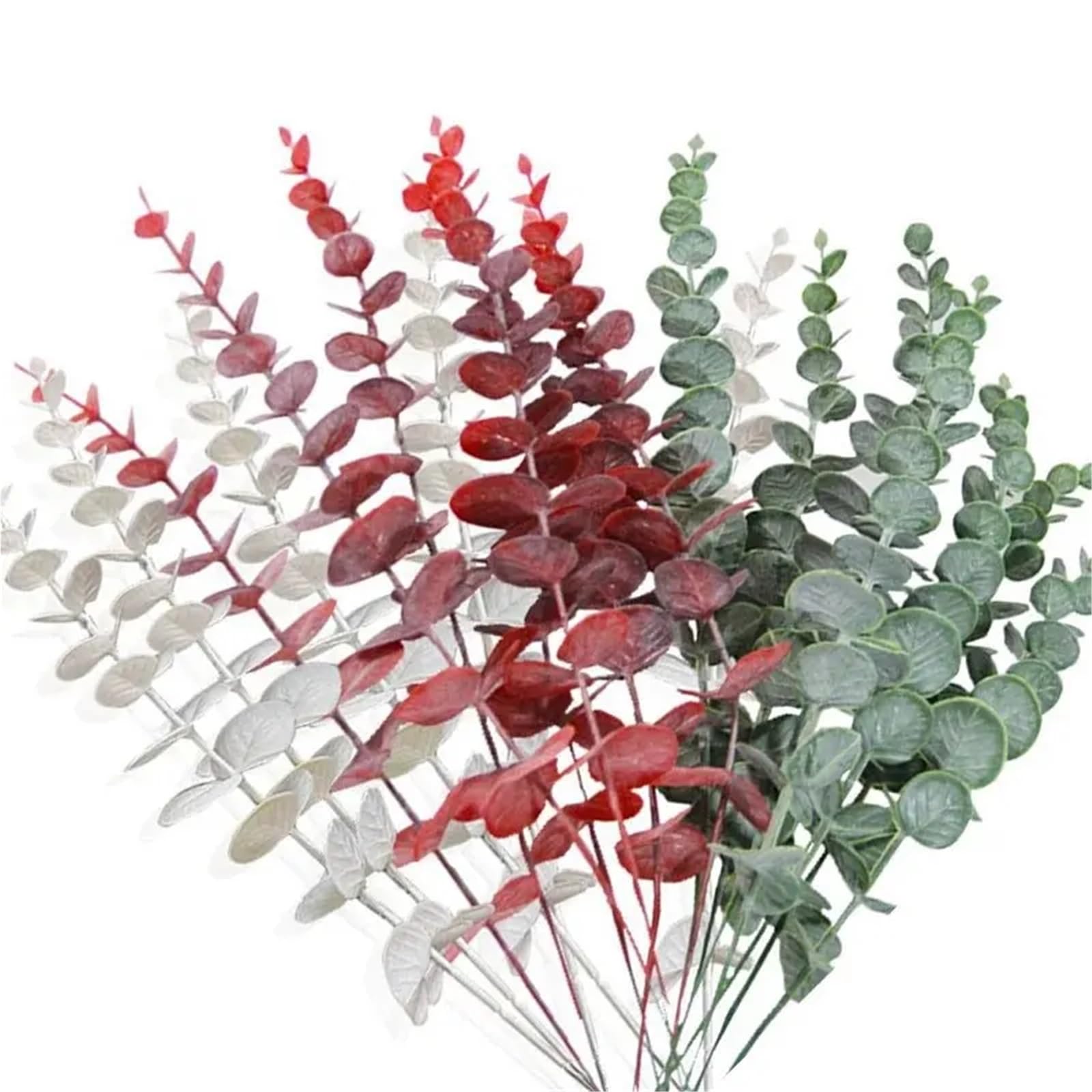 TGDGFKIAS Artificial Pine Branches, Xmas Glitter Artificial Pine Needles & Euc. Leaves 50 Pack Multicolor Home Wedding Decor(Grün)