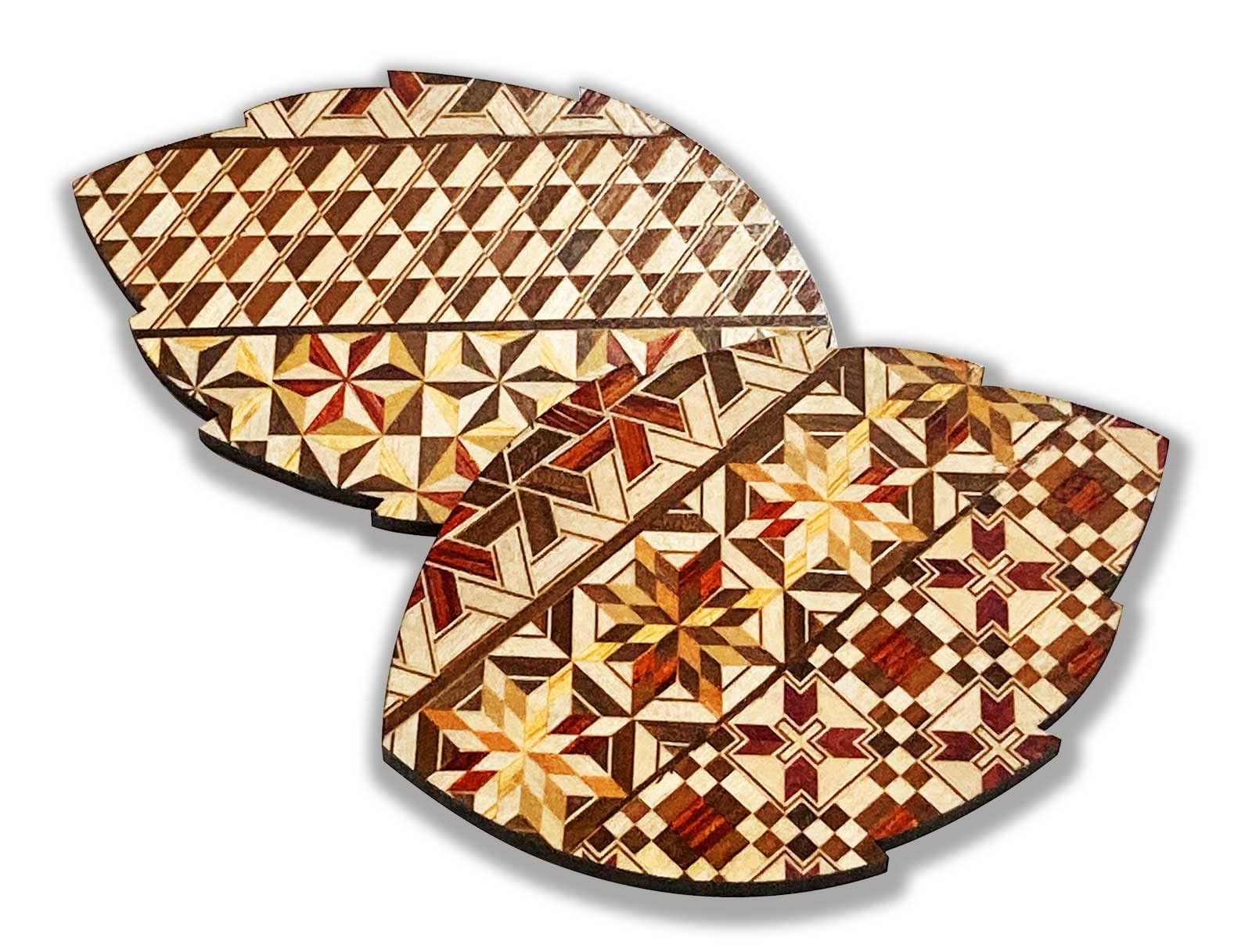 Amazon｜【箱根寄木細工 貼りコースター 木の葉 2枚組】リーフ