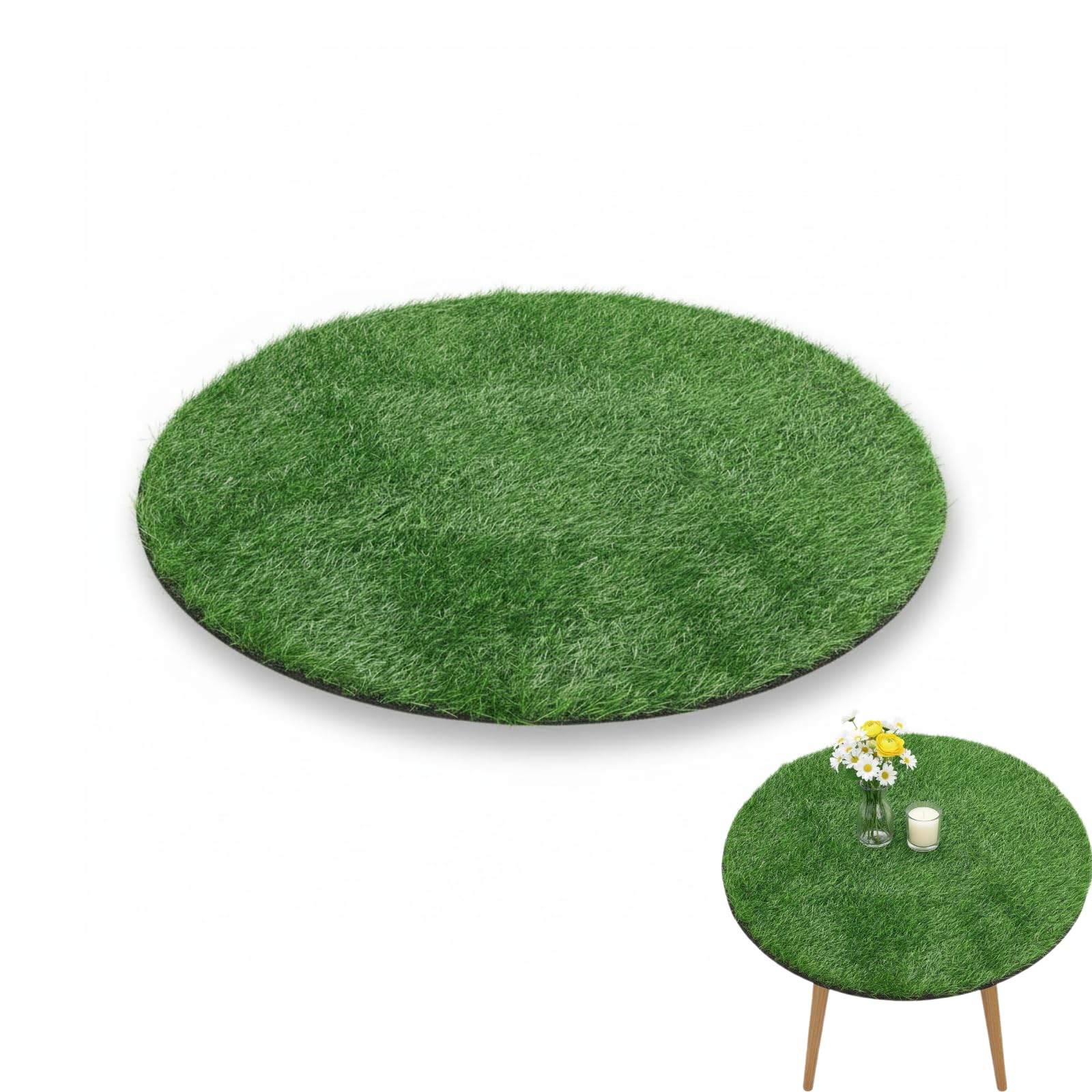 Milisten Artificial Grass Mat 20.08 X 20.08in Synthetic Grass Tablecloth Decor for Manhole Cover Dining Tables Buffet Tables Picnic Tables Garden Parties