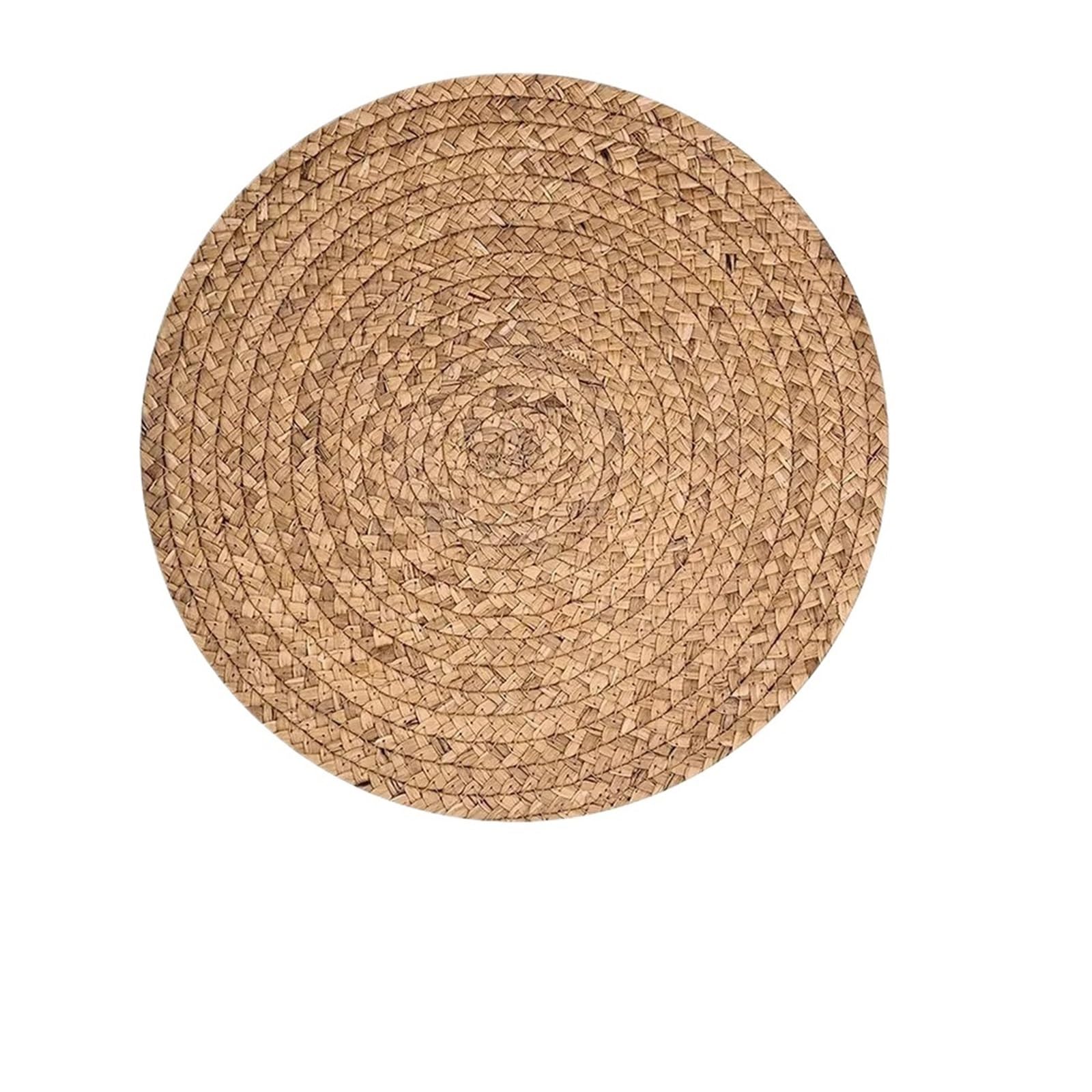 Wicker Placemat Round Woven Placemat Rattan Placemats Natural Water Hyacinth Farmhouse Weave Place Mats Braided Wicker Table(30cm)