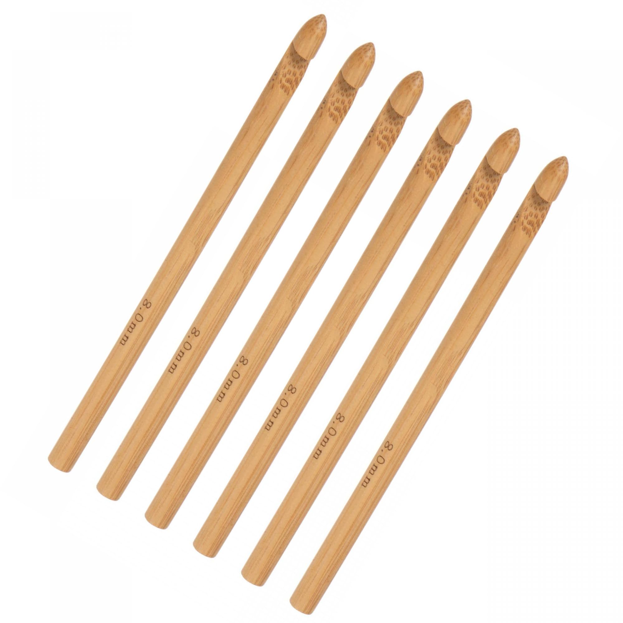 MACHSWON 8.0mm Wooden Crochet Hooks Knitting Needles for DIY Craft Yarn 6Pcs