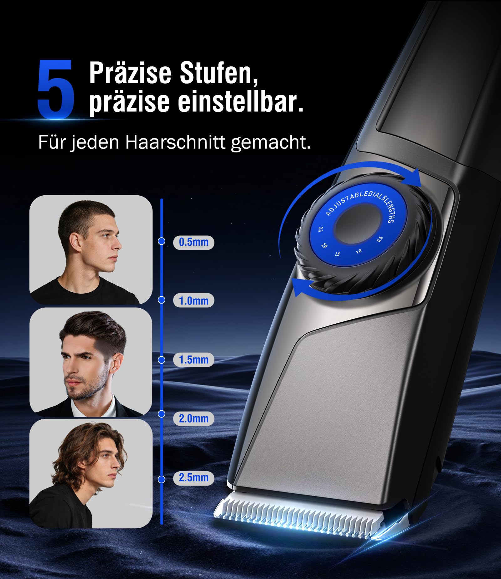 Tagliacapelli professionale, tagliacapelli USB C, display LED da uomo, IPX6, impermeabile, < 65 dB, set professionale Barber per uomo a casa e barbiere, kit USB C