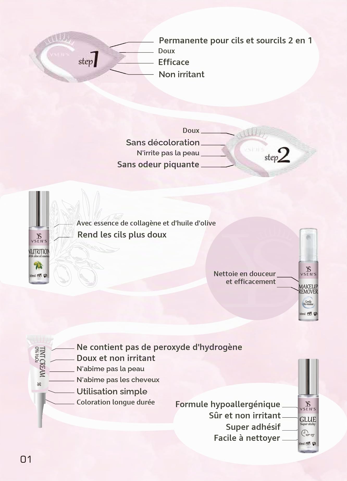 YSEN’S Kit Rehaussement de Cils, Brow Lift Kit Sourcil, 10 Utilisations | Kit rehaussement de cils avec 20 sachets, 4 paires de coussinets et accessoires, jusqu’à 10 utilisations.