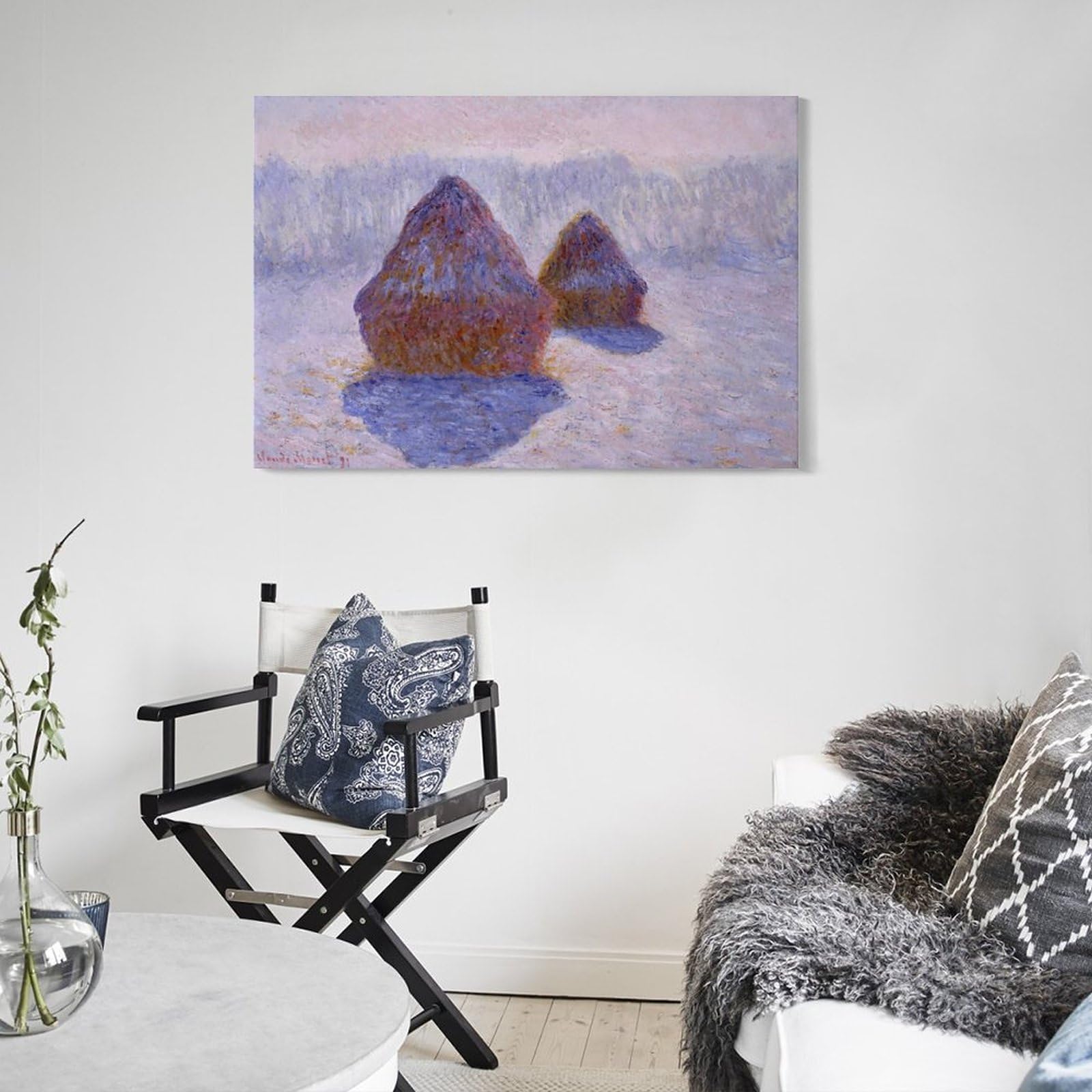 Amazon.co.jp: 「積みわら、雪と日光の効果」Claude Monet クロード