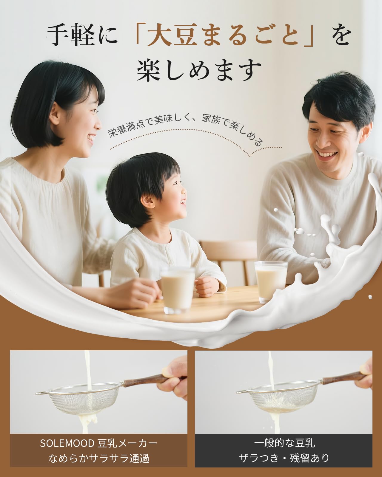 Amazon | SOLEMOOD 全自動豆乳メーカー 大豆まるごと 濾過不要 白