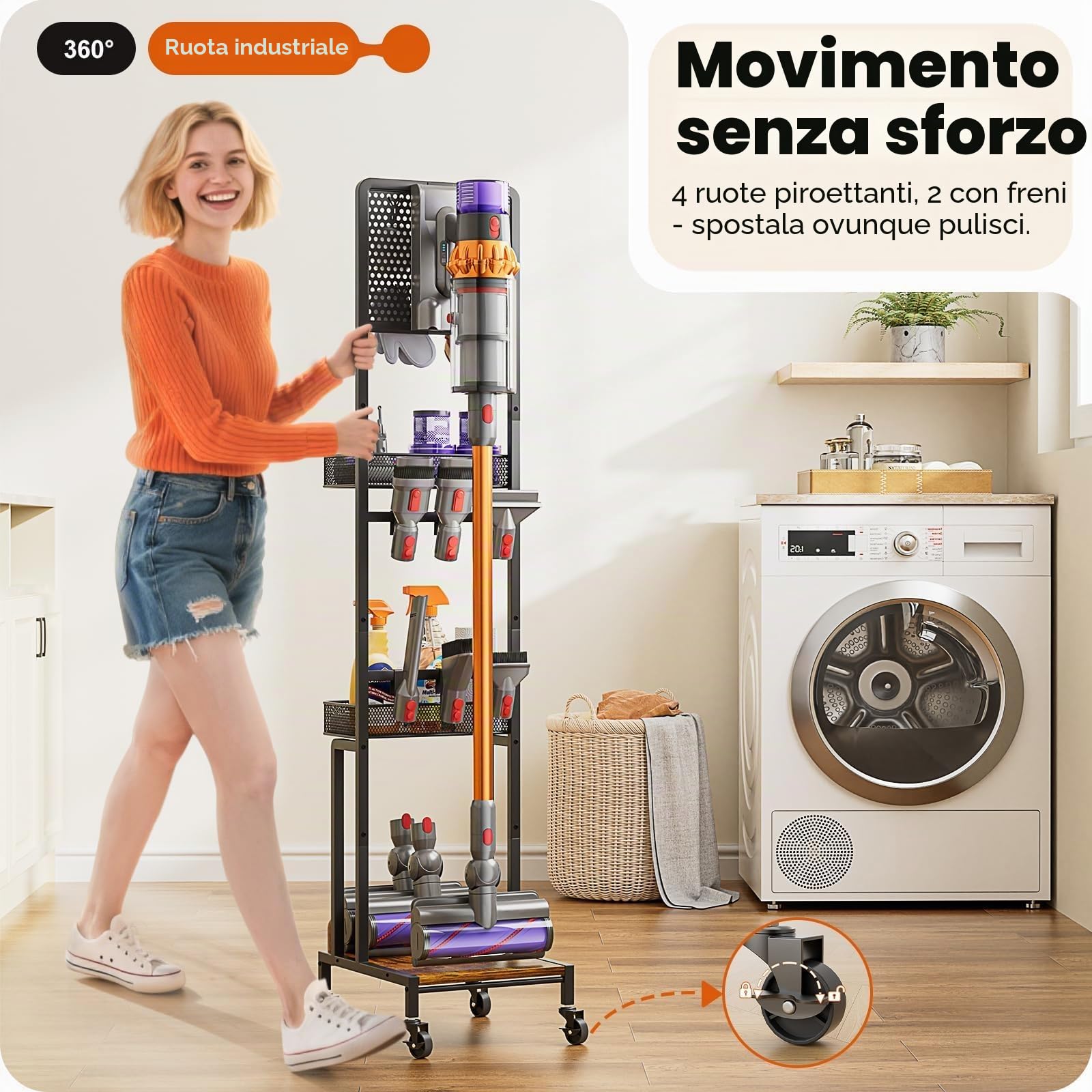 Bikoney Supporto in Metallo per aspirapolvere Compatibile con Dyson V15 V12 V11 V10 V8 V7 V6 Gen5, Stazione autoportante Stabile con Supporto Accessori e organizzatore per aspirapolvere Senza Filo | Per Gen5 V15 V11 V8 V7 V6, supporto per accessori e dock