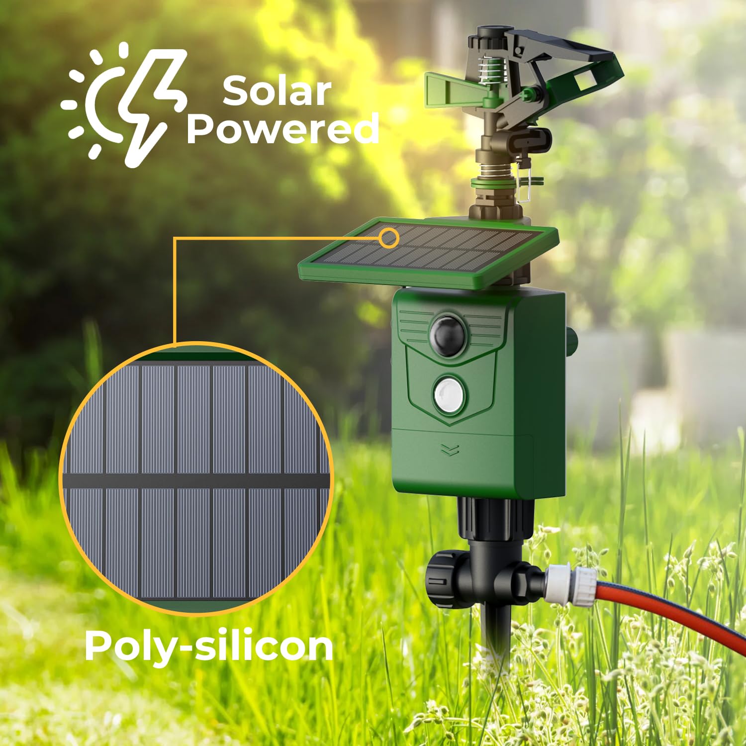 Arroseur répulsif à détecteur de mouvement, pulvérisateur d'eau d'extérieur à énergie solaire pour chats, chiens, cerfs, écureuils et mouffettes, dissuasif sans cruauté pour jardin, pelouse et cour