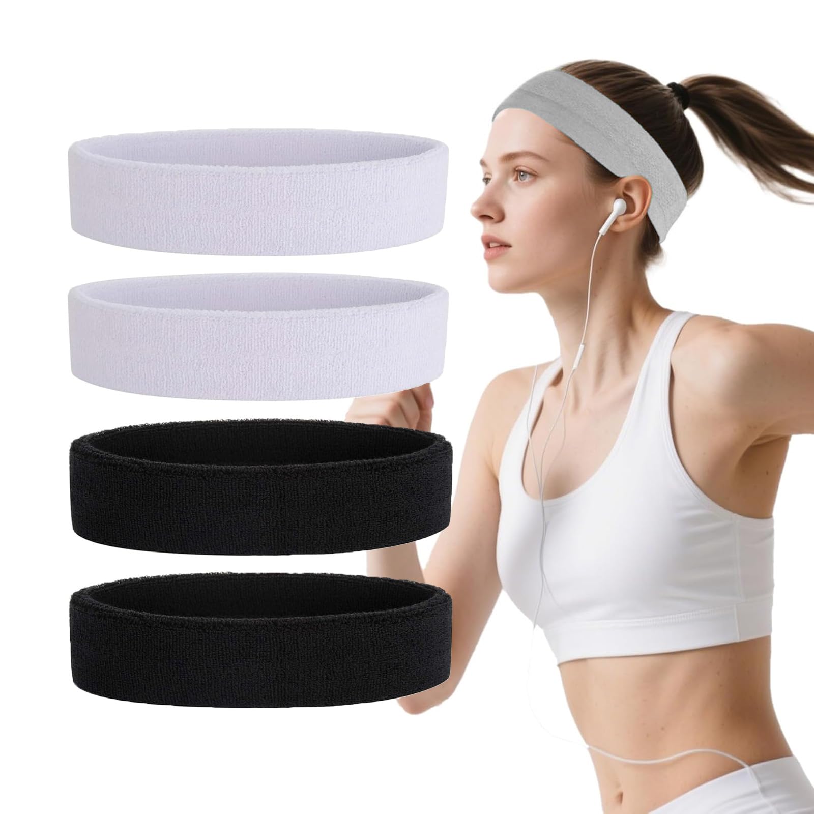Lot de 3 bandeaux anti-transpiration pour hommes et femmes - 1 bandeau