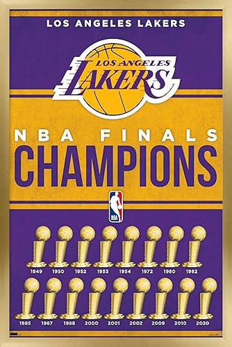 Trends International NBA Los Angeles Lakers - Póster de pared de Champions 23, 22.4 pulgadas de largo x 14.7 pulgadas de ancho, versión enmarcada en