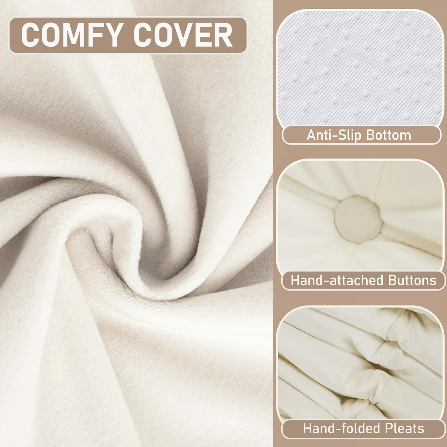 Trenda Bean Bag Chairs for Adults - Comfy Foam Bedroom Floor Sofa, Adult Size with Soft Velvet Boneless Beanbag Couch, Versatile for Living Room, Dorm, College,Reading & Gaming (White)