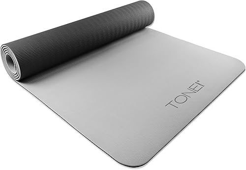 Miniatura 30 de TONE Fitness Esterilla de yoga antideslizante de 1/4 pulgadas de grosor para ejercicios y pilates para entrenamientos en casa con correa de