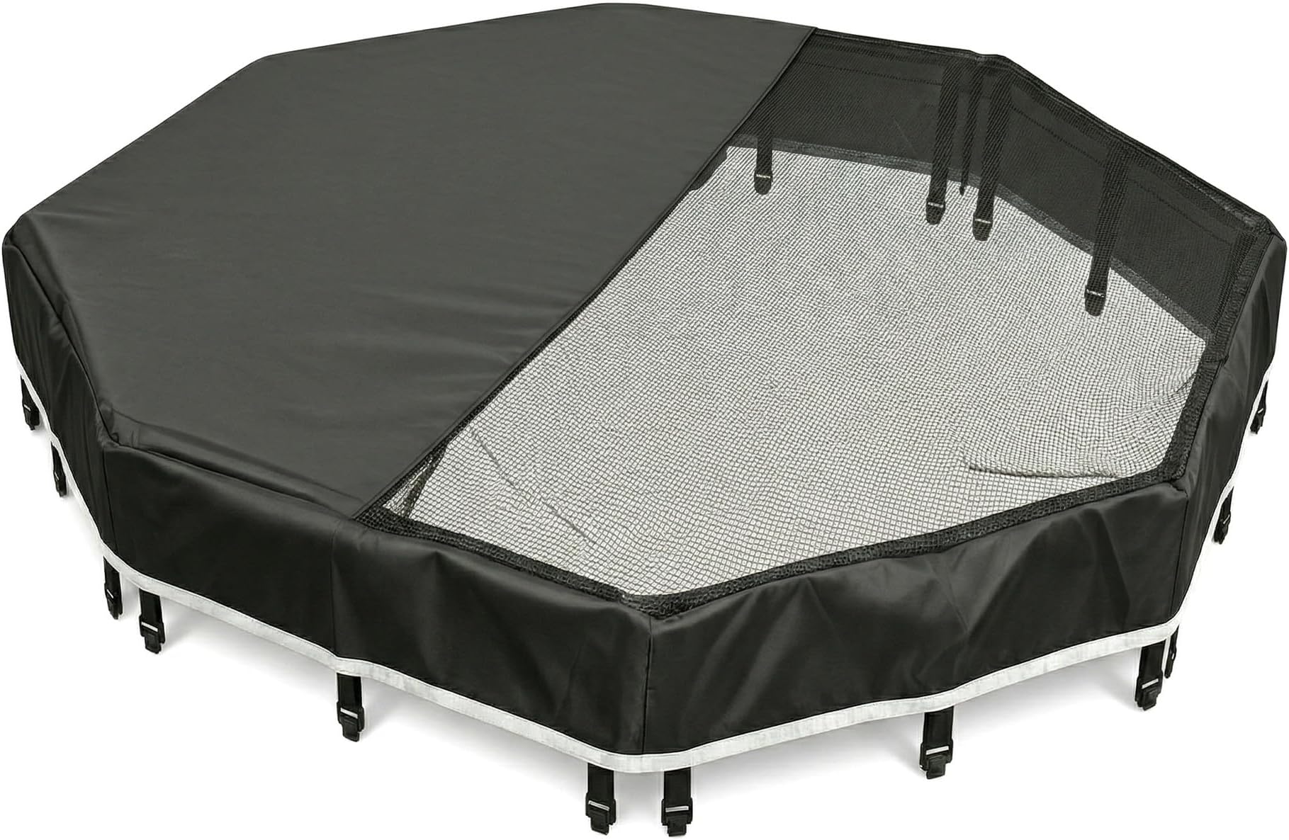 PJYuCien Octagonal Playpen Top Cover for 24" Side Metal Pet Pen, Half Mesh Half Oxford with Silver Coating & Snap Hooks, Predator & Weather Protection, Cozy Den for Puppy Small Animals, Black