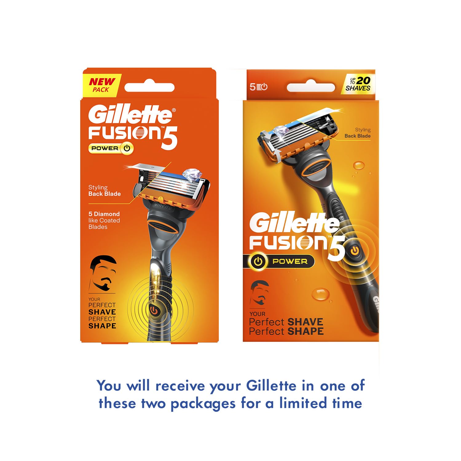 Gillette Fusion Power, Shaving Razor For Men | Micro-Pulse Technology For Reduced Friction | With Beard Shaping Back Blade | 5 Blades For Your Perfect Shave | Styling Back Blade For Your Perfect Shape