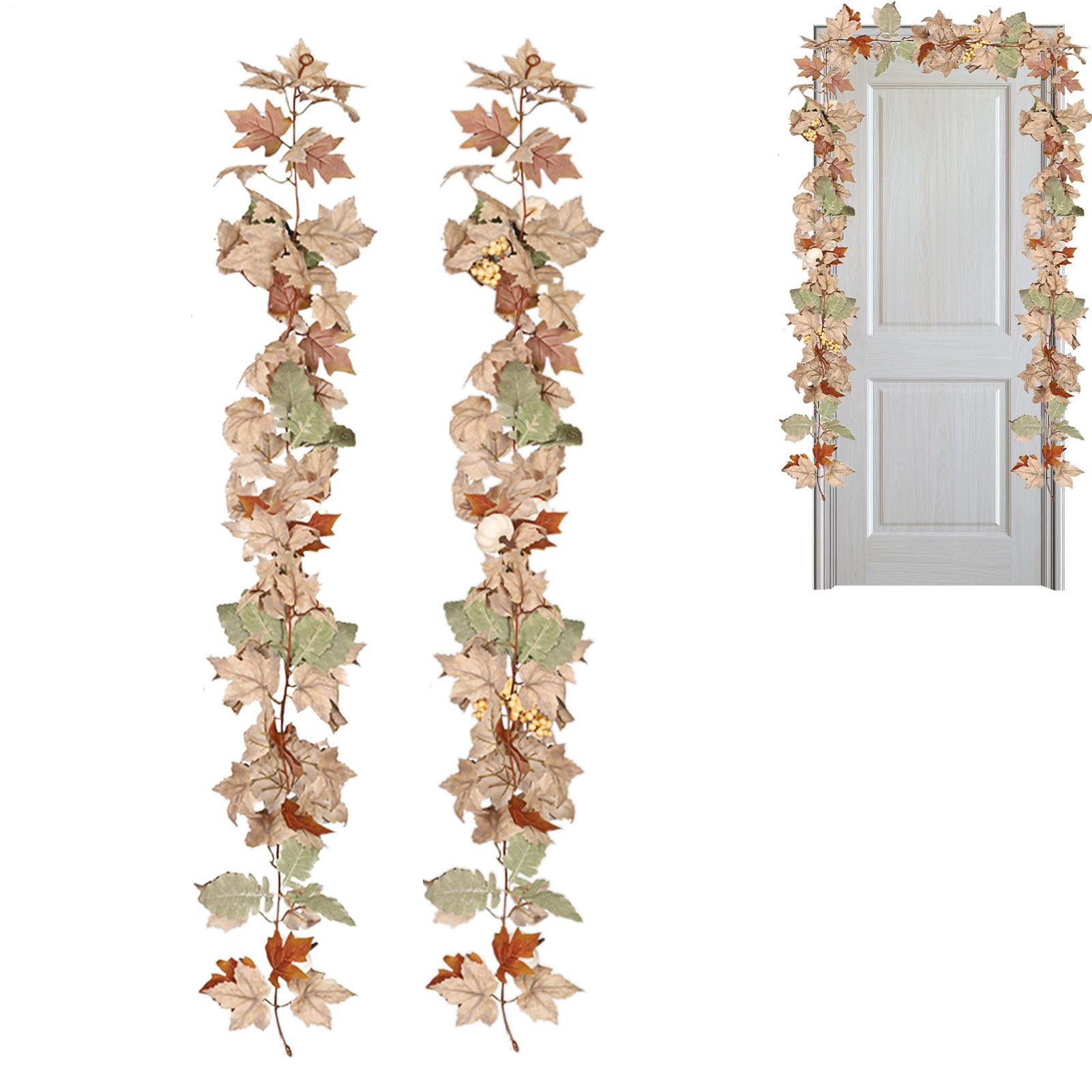 Guirnalda de bayas de calabaza artificial y vides de otoño para decoración de estilo granja