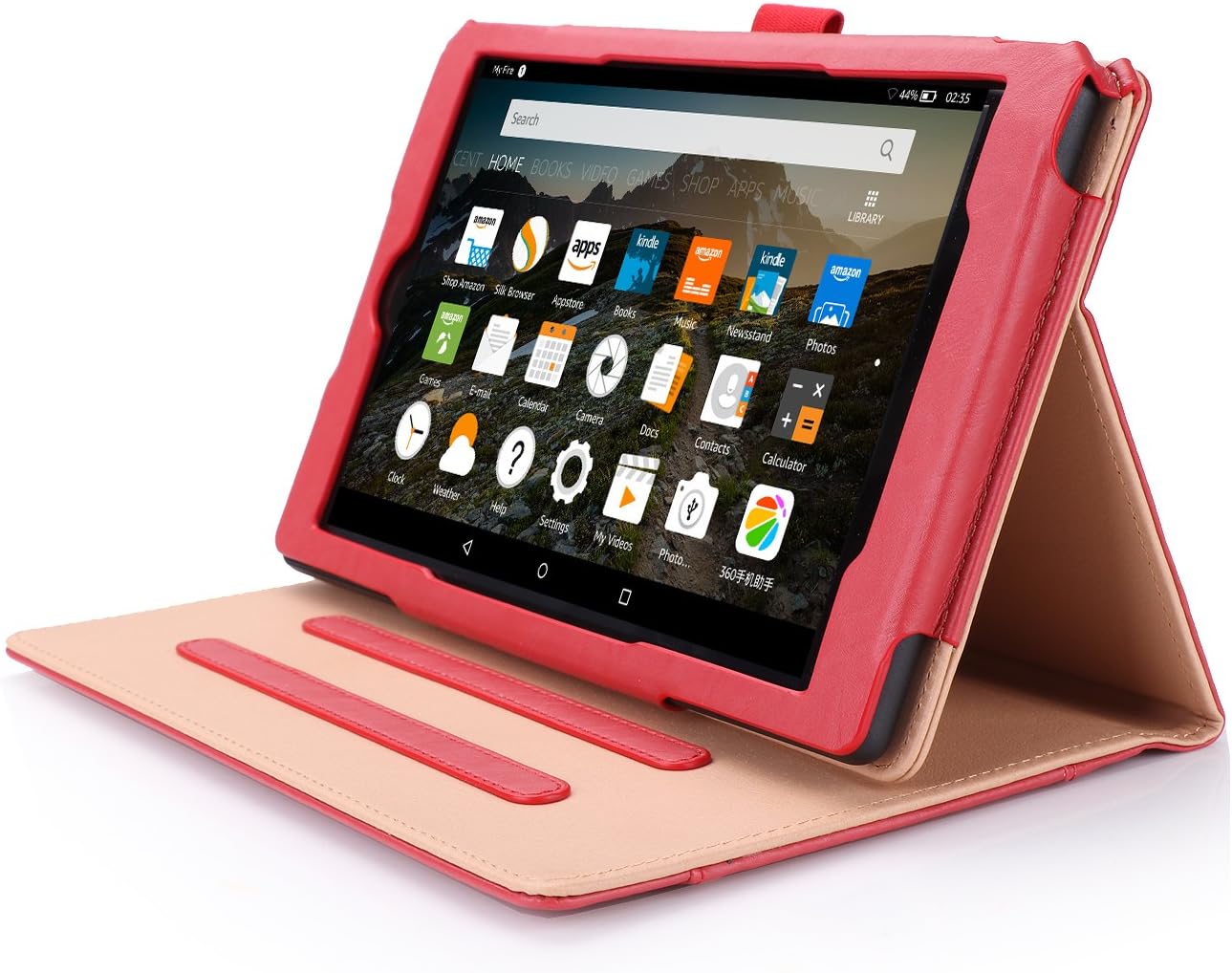 ProCase All-New HD 8 Case (2016 6th Generation), Stand Folio Folding Protective Cover for Fire HD 8 Tablet (6th Gen, 2016 Release) -Red