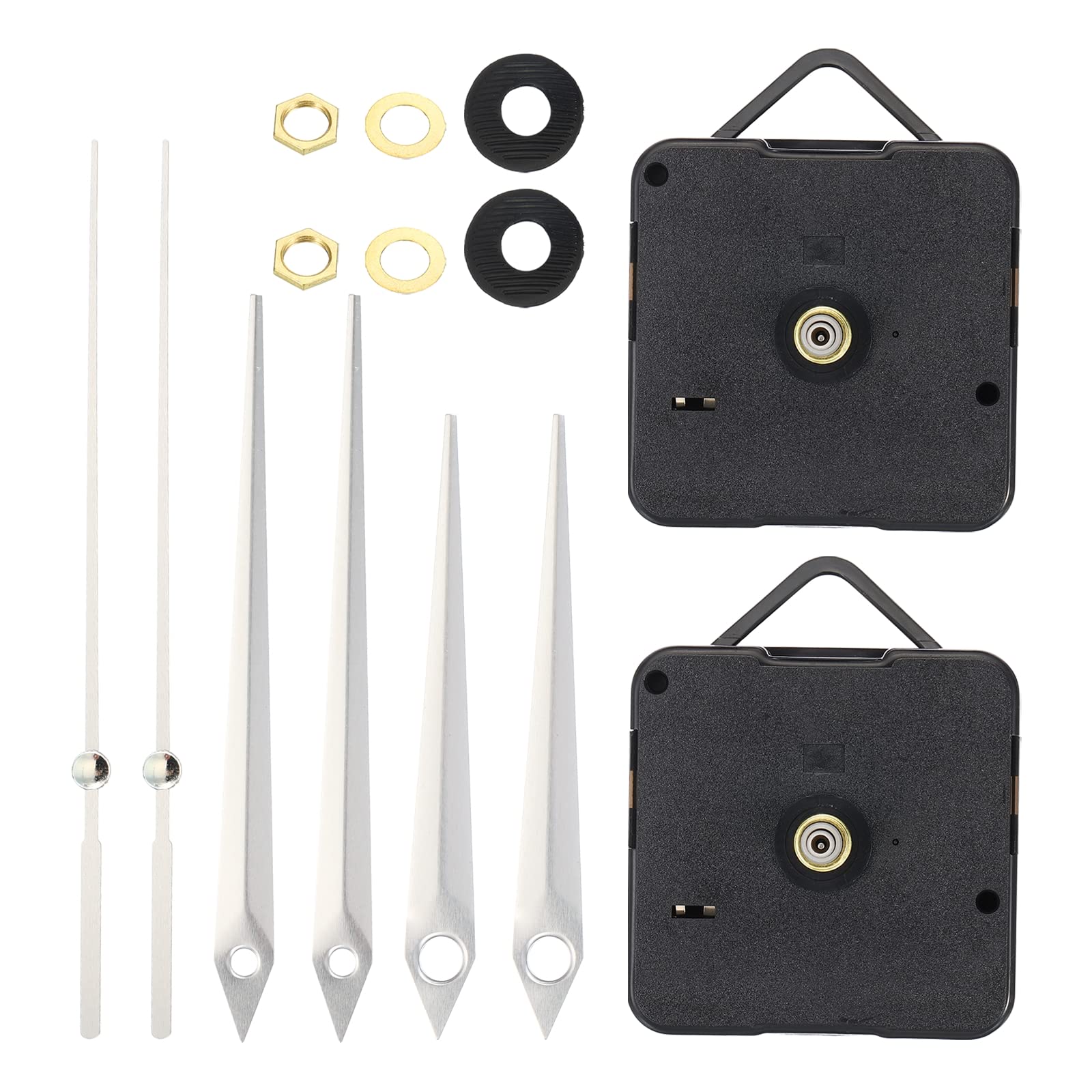PATIKIL Clock Mechanism Replacement, 2 Pcs Quartz Clock Mechanism Battery Operated DIY Hanging Wall Clock Hands Motor Movement Kit Repair Parts, Silver