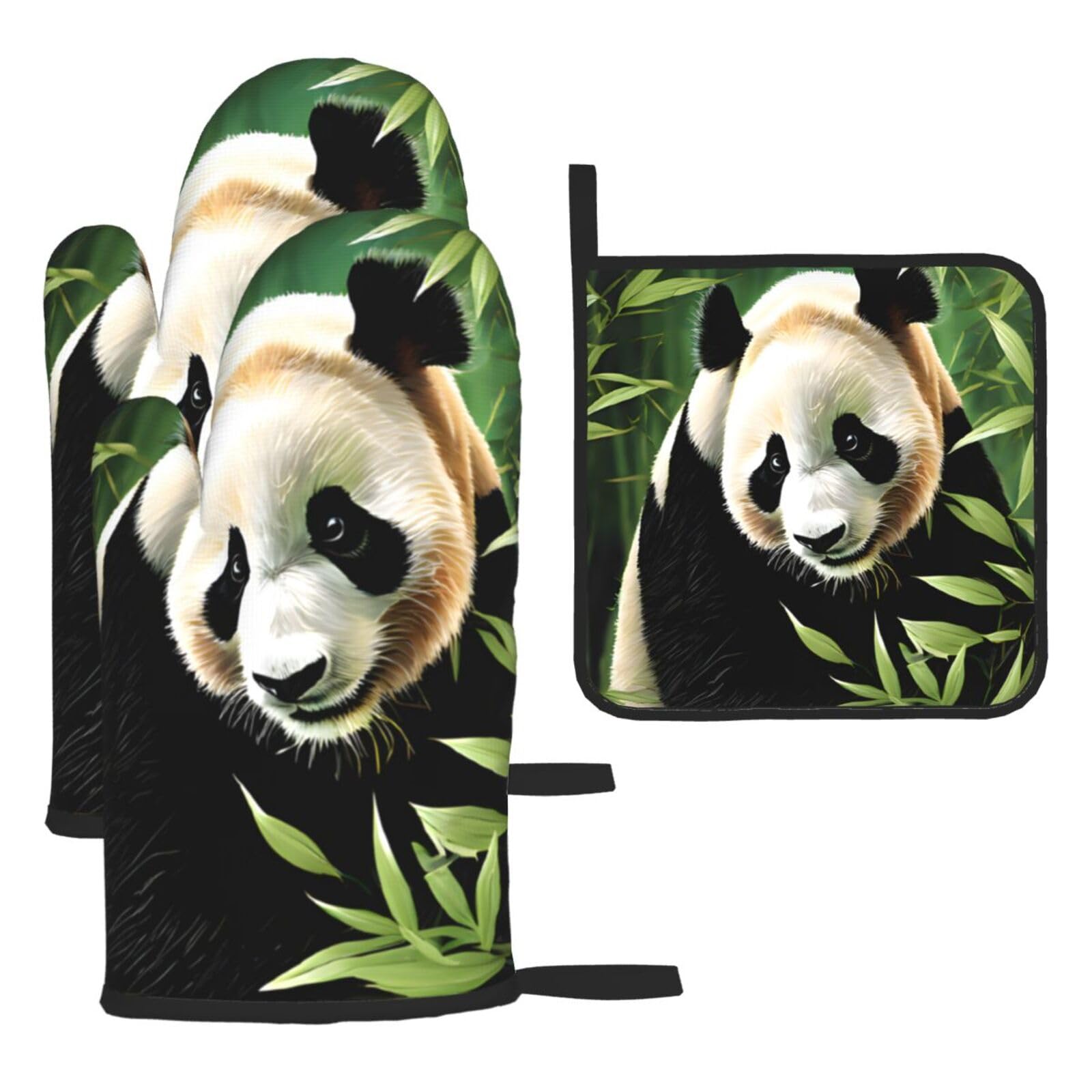3 Pack Oven Mitts & Pot Holders for Microwave Oven Mitts, Oven Mitts and Hot Pads, Oven Mitts for Stovetop, Grilling, BBQ