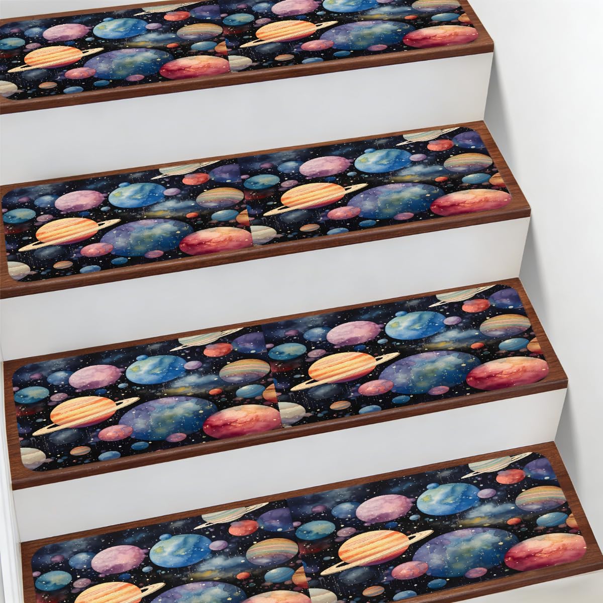Protectores de escalera para interiores Mexpekil de 7.8 x 30 pulgadas con universo y galaxia
