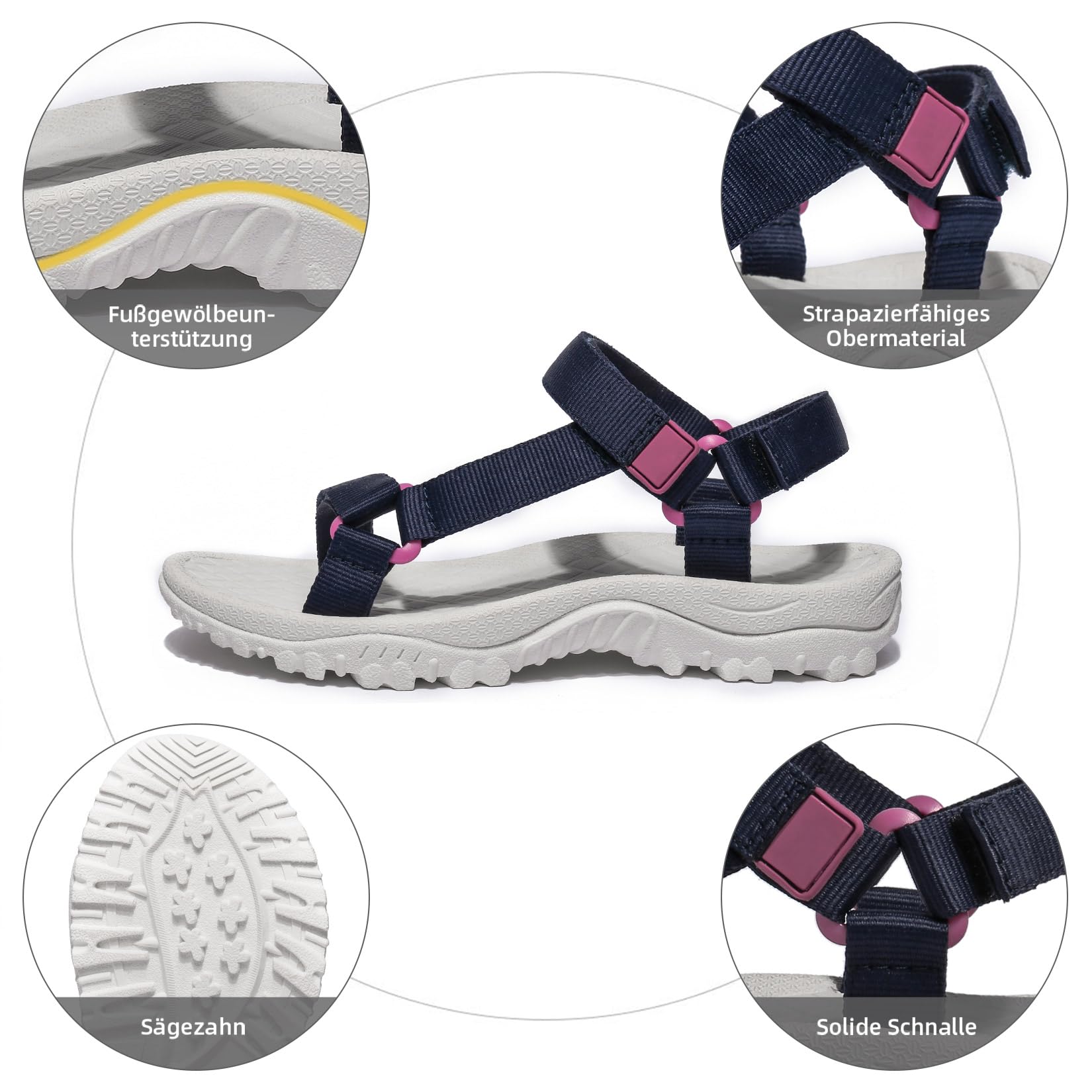 OutPro Sandalias deportivas de senderismo para mujer, sandalias de agua antideslizantes, cómodas sandalias deportivas para playa de vadeo al aire libre