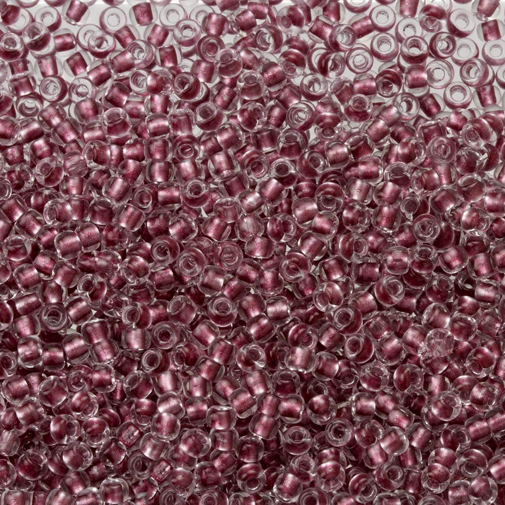 TohoRound Seed Beads Size 11/0, 8g Tube - Inside-Color Inside-Color Crystal/Blush-Lined