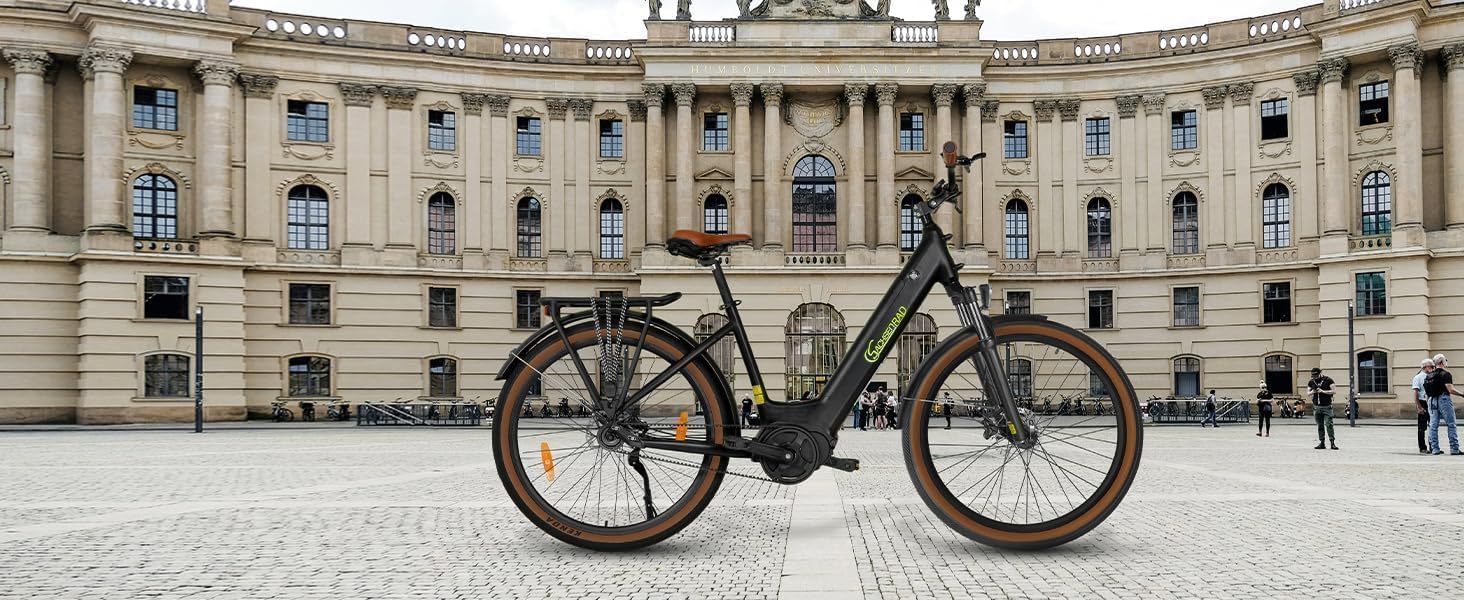 Velo Electrique Adulte C5 Centro - VAE SUV Urbain avec Transmission par Courroie - Cadre Bas et Moteur Central 70Nm - Capteur de Couple et Alarme Antivol - VTC 27.5"