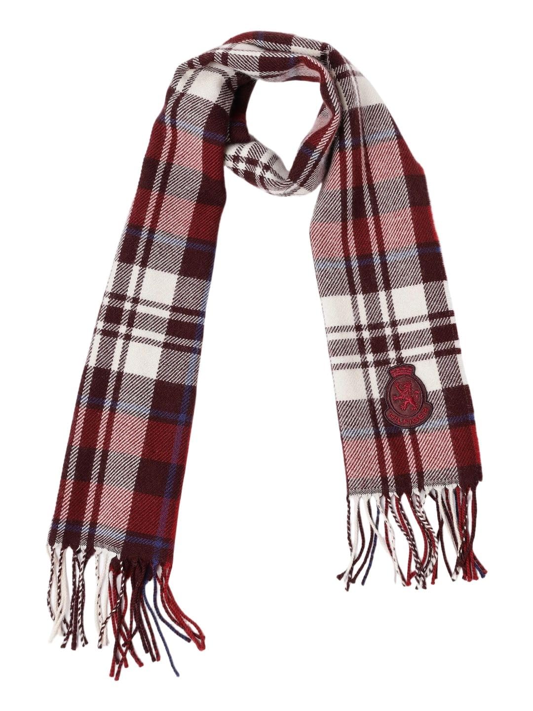 Checked blue wool scarf-image-48